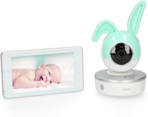 Alecto DIVM-850 HD Wifi babyfoon met camera en 5" touchscreen met gratis oortjes | Babyfoon voor thuis én onderweg met app en touchscreen voor thuis | Wit