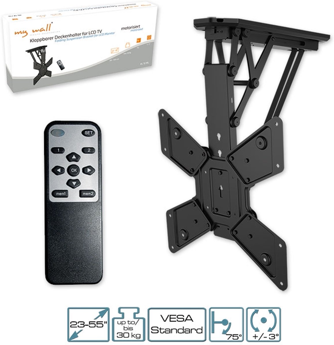 sarcoom Attent faillissement Elektrische TV Plafondbeugel - 32-55 Inch Inklapbaar Met Motor - Zwart -  Smart Gear Compare