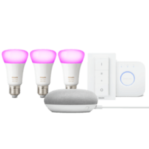 GOOGLE Bundel Google Home Mini + Philips Hue E27 Starterkit