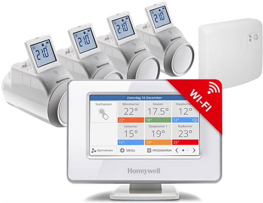 Honeywell Evohome Aan/Uit Slimme thermostaat Wifi Draadloos Inclusief 4 thermostaatknoppen