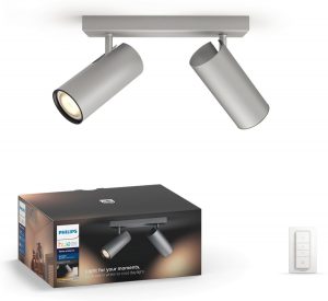 Philips Hue Buratto - White Ambiance - opbouwspot - 2 lichtpunten - aluminium - incl DIM switch