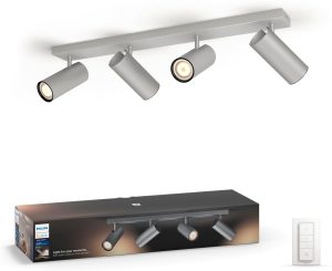 Philips Hue Buratto - White Ambiance - opbouwspot - 4 lichtpunten - aluminium - incl DIM switch
