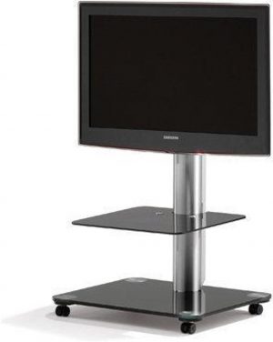 Spectral Floor QX1011-BG (zwart glas) verrijdbare tv standaard voor 32" - 55" tv formaten