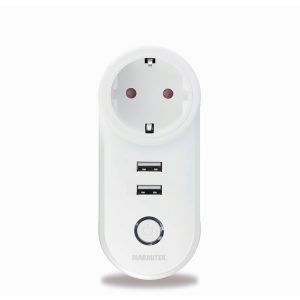 Marmitek smart home accessoire POWER SI - Smart Wi-Fi power plug - 15A | 2 USB | on/off manual & automatic | energy meter | G plug