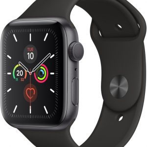 Apple smartwatch Watch Series 5 (44 mm) Aluminium met zwarte sportband spacegrijs