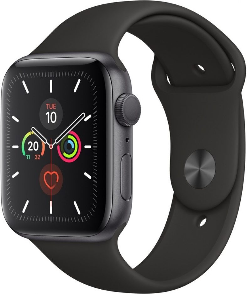 Apple smartwatch Watch Series 5 (44 mm) Aluminium met zwarte sportband spacegrijs Smart Gear Apple smartwatch Watch Series 5 (44 mm) Aluminium met zwarte sportband spacegrijs Smart Gear