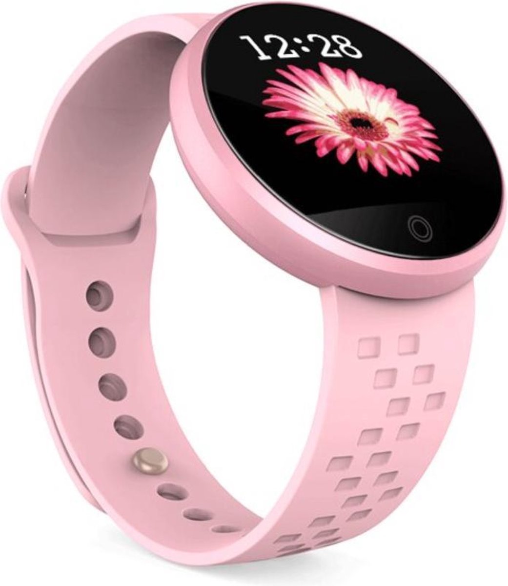DrPhone OVA Series - Aluminium Metalen + Siliconen Smartwatch voor Vrouwen - Menstruatie / Stappen / Notificaties - Roze