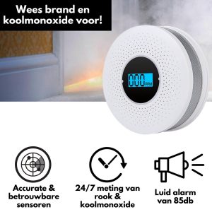 Rook- & koolmonoxide combimelder - 2 accurate sensoren - Rookmelder - CO-melder