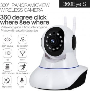 TKSTAR HD 1MP CCTV Wifi IR Nachtzicht Veiligheid Camera | 360° Panoramic 355°/100° Wijde Hoek PTZ Audio APP | Wit