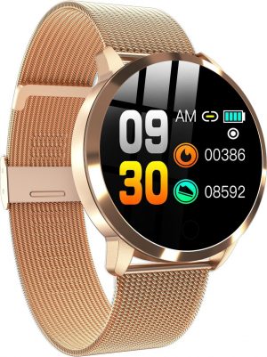 Belesy® Elite - Smartwatch - Horloge - 1.02 inch - Kleurenscherm - 11x Wijzerplaat - Goud - Staal - Leuk Vaderdag Cadeau