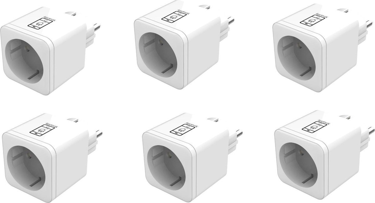 SMARTIFY® Smart Plug - 6 Stuks - Slimme Stekker - Google Home (Google Assistant) - TIJDSCHAKELAAR & ENERGIEMETER Via Mobiele Applicatie - Amazon Alexa & IFTTT Compatible- Smart Home