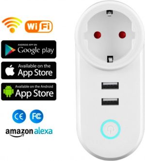 ZZZZZZ Slimme Stekker- google home- Usb -Smart -wifi -stekker - Stopcontact-plug - Wifi tijdschakelaar met 2 usb poort - slimme stekker - stekker met timer - stopcontact schakelaar