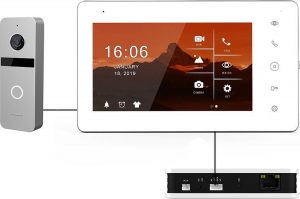 Bedrade internet camera deurbel, full touch kleurenscherm, WiFi of LAN, 1080P, 4 draads - Doorsafe 7555 PRO