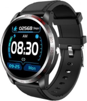 Belesy® Tachy - Smartwatch - Horloge - 1.3 inch - Kleurenscherm - Zilver - Zwart - Leer