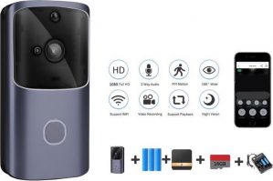 DrPhone® HawkX4 - Video Deurbel - Wireless Camera - Intercom - Wifi + 4G - Inclusief App + 3 Batterijen + Batterijlader + 16GB Micro SD Kaart - Zwart