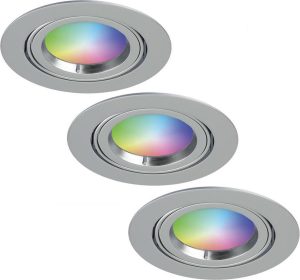 Homeylux® Smart WiFi LED inbouwspot 3 stuks 5,5W RVS Jose - Dimbaar RGBWW - Kantelbaar - IP20 - 400lm - Bedienbaar via Homeylux® App - Google Home en Amazon Alexa