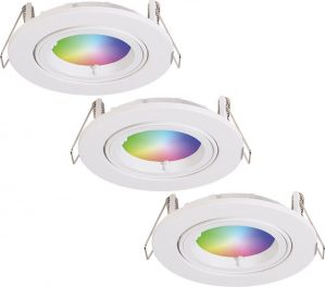 Homeylux® Smart WiFi LED inbouwspot 3 stuks 5,5W Wit Dublin dimbaar RGBWW - Kantelbaar - IP20 - 400lm - Bedienbaar via Homeylux® App - Google Home en Amazon Alexa