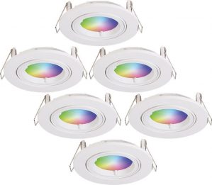 Homeylux® Smart WiFi LED inbouwspot 6 stuks 5,5W Wit Dublin dimbaar RGBWW- Kantelbaar - IP20 - 400lm - Bedienbaar via Homeylux® App - Google Home en Amazon Alexa