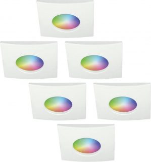 Homeylux® Smart WiFi LED inbouwspot 6 stuks 5,5W Wit Garland - Dimbaar - Vierkant - RGBWW - IP44 - 400lm - Bedienbaar via Homeylux® App - Google Home en Amazon Alexa