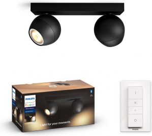 Philips Hue Buckram opbouwspot - warm tot koelwit licht - 2-lichts - zwart