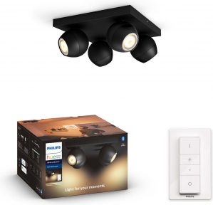 Philips Hue Buckram opbouwspot - warm tot koelwit licht - 4-lichts - zwart