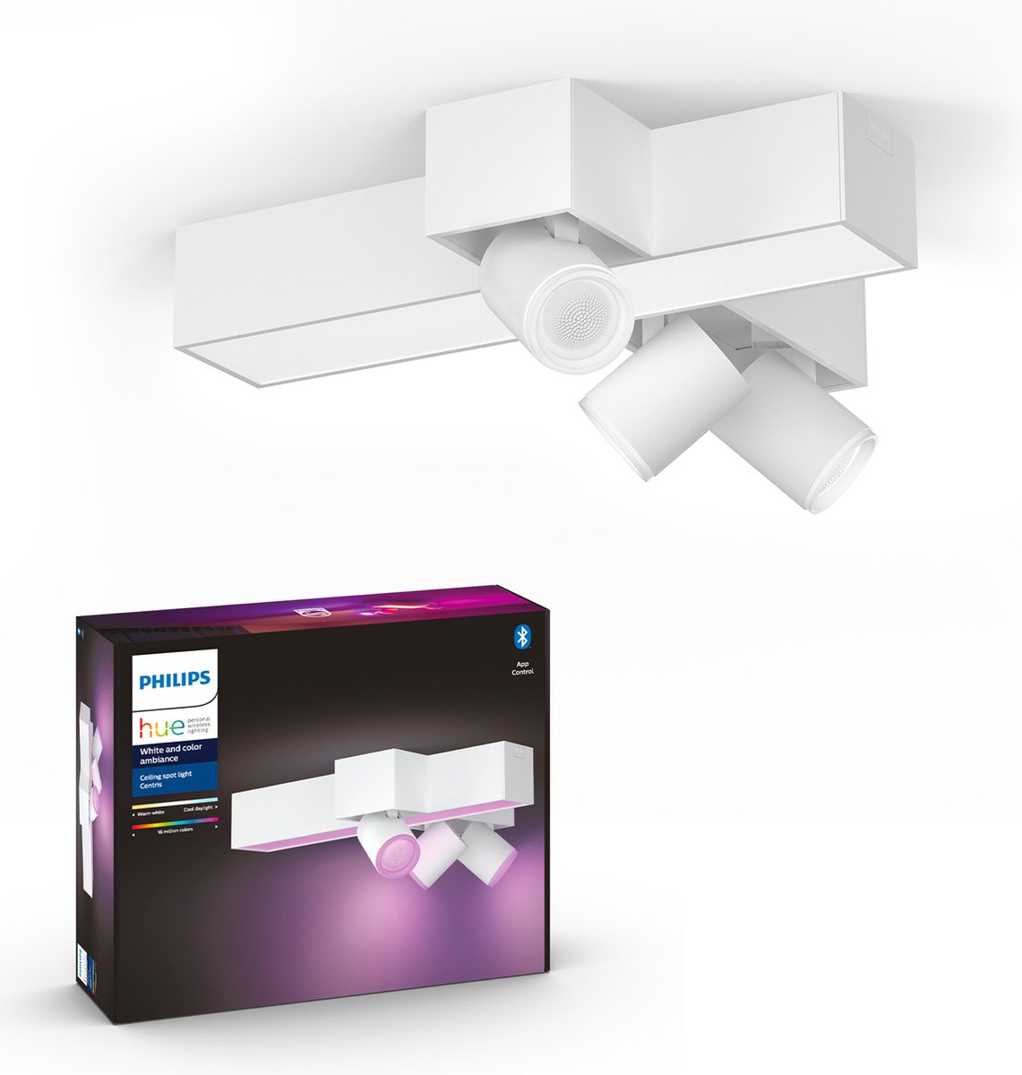 Philips Hue Centris opbouwspot - wit en gekleurd licht - 3-lichts - wit - kruisvorm