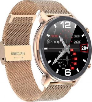 Belesy® Los Angeles - Smartwatch Dames - Nederlandstalige Handleiding - Smartwatch Heren - Horloge - 1.3 inch - Kleurenscherm - Full Touch - Stappenteller - Multi Sport - Multi Watchfaces - Staal - Goudkleurig