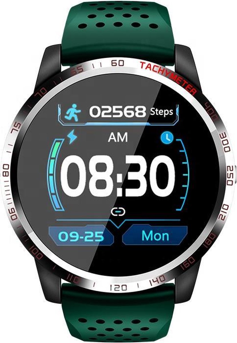 Belesy Tachy Smartwatch Dames Smartwatch Heren Horloge 1.3 inch Kleurenscherm Stappenteller Bloeddruk Mutli sport Zilver Groen Siliconen Smart Gear Compare