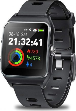 DrPhone - PureSport Pro - GPS Sport Horloge - Fitness Tracker Waterproof Hartslagmeting met illumi Run (Strava) - Zwart