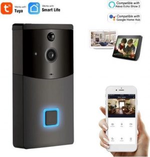 DrPhone SMARTCAM1 - Video Deurbel 1080P Draadloze Intercom TUYA / SmartLife - Camera - Smart Home Google Assistent - Zwart