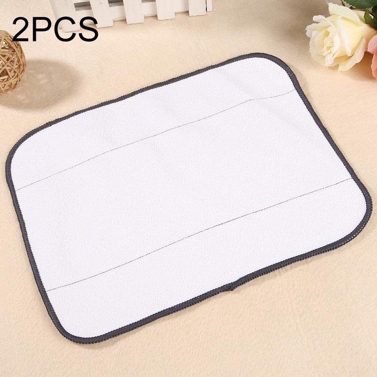 Let op type!! 2 stuks herbruikbare vervanging microfiber dweil doek droog/natte Rag voor iRobot 380t/320/4200/5200c (wit)