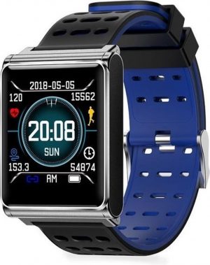 Let op type!! N98 Smart Watch IP67 waterdichte ondersteuning bloeddruk hartslag monitor Fitness Tracker klok Smartwatch voor IOS Android(Black blue silicone)