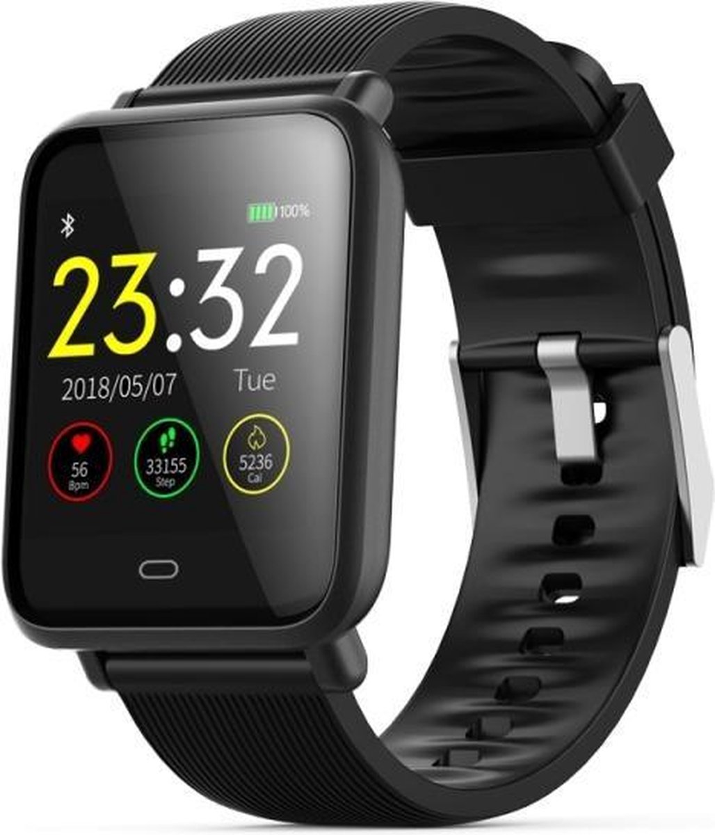 Let op type!! Q9 1.3 inch TFT kleuren scherm Smartwatch waterdicht IP67 Support Call herinnering /hartslag monitoring /Blood Pressure Monitoring sedentaire herinnering /Sleep Monitoring(Black)