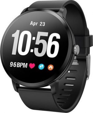 Let op type!! V11 Smartwatch Real-time hartslag Blood Pressure Monitor multi-sport modus Breathing Light Smart Watch voor Android IOS Phone(Black Silicone)