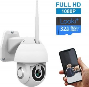 Looki 360 PRO Full HD draadloze IP camera met 32GB SD-kaart & Cloud opslag voor buiten - 1080P PTZ outdoor bewakingscamera met app en bewegingsdetectie - IP66 waterbestendig - Two-Way audio