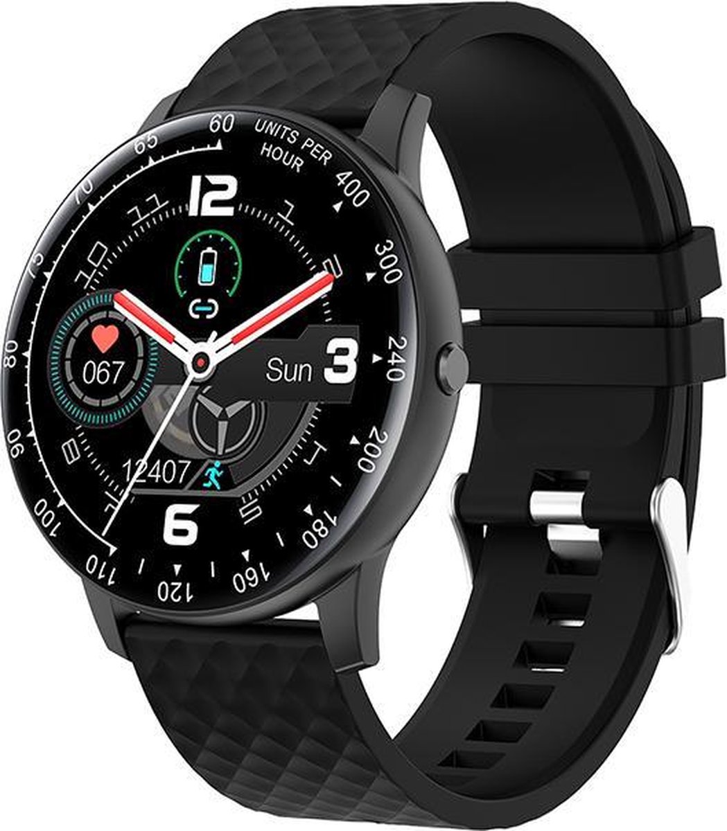 Tijdspeeltgeenrol smartwatch LD16 ZWART - Stappenteller - Hartslagmeter - Bloeddrukmeter - Bluetooth - Waterdicht - Gezond - Fitness - 2020 model -