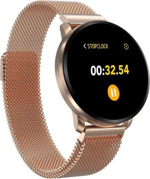 Luxe Smartwatch Gold - Stappenteller Goud - Stappenteller Dames - Smartwatch Dames - Luxe Smartwatch - Meetapparatuur- Hartslagmeter - Berichtnotificatie