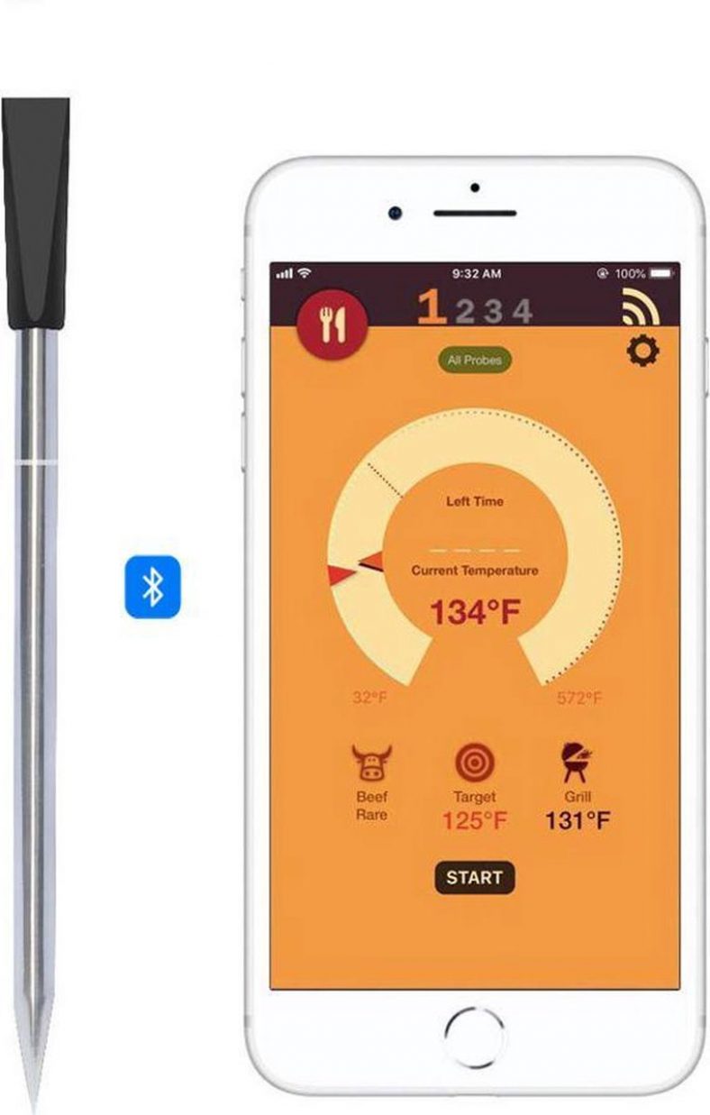 Vleesthermometer Bluetooth Draadloos - Mobiel Android IOS App - Oven