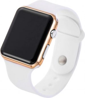 A&K Digitale Sport LED Horloge Voor Dames en Heren Unisex Wit Goud