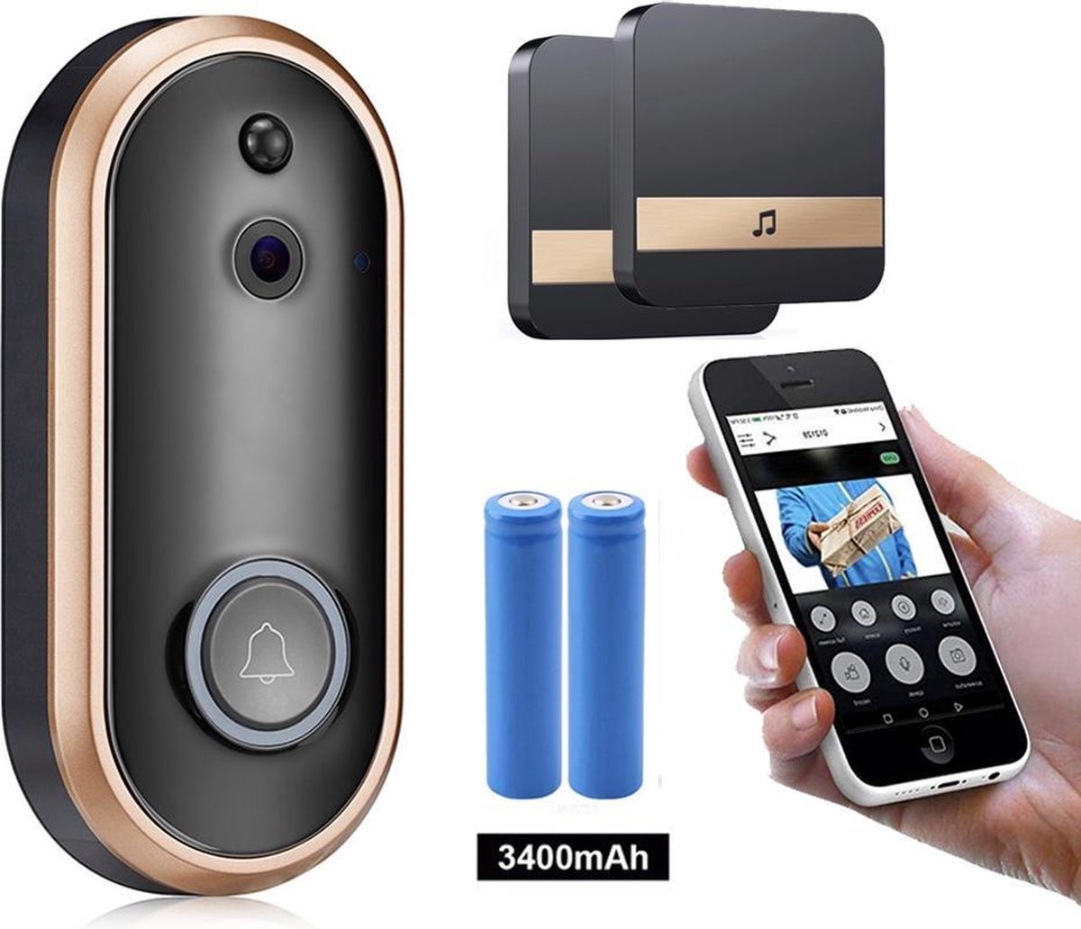 BELIFE® Smart Home Videodeurbel- Draadloze video deurbel - Full HD WiFi deurbel - Slimme Deurbel