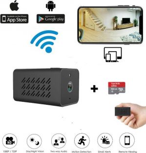 Bastix® - Verborgen Camera Wifi Met App - Draadloze Action Spycamera - IP Beveiligingscamera - Mini Spycam - Bewakingscamera - Bewegingsdetectie - Draadloos - Stem/Bewegingsdetectie alarm - 2400mah Batterij Capiciteit -Met Bijgeleverde SD Kaart 64GB