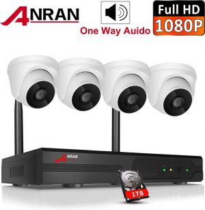 Bewakingscamera systeem draadloos met 4 camera's 1080 P HD met audio 1 TB HD
