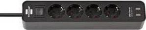 Brennenstuhl 1153240006 Socket strip (+ switch) 4x Black PG connector 1 pc(s)