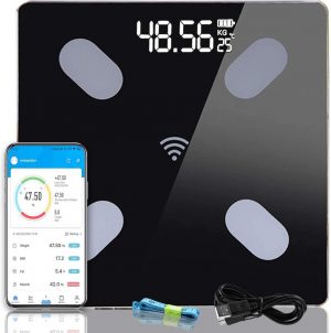 Digitale Bluetooth personen weegschaal lichaamsanalyse - vetpercentage - spiermassa - gewicht - USB oplaadbaar - Gratis meetlint - Incl App