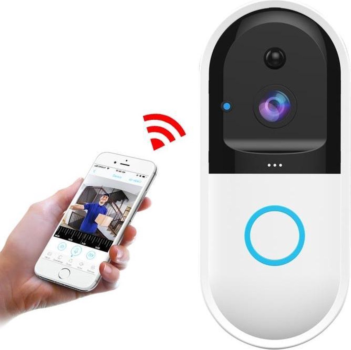Direct-security B50 720P slimme wifi video visuele deurbel, ondersteuning telefoon bewaking op afstand & nachtzicht & SD-kaart (wit)