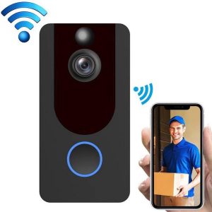 Direct-security V7 standaardeditie 1080P draadloze wifi slimme deurbel, ondersteuning bewegingsdetectie en infrarood nachtzicht en tweerichtingsstem (zwart)