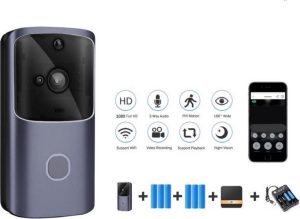 DrPhone® HawkX4 - Video Deurbel Cloud - Wireless Camera - Intercom - Wifi + 4G - Inclusief App + 6 Batterijen + Lader + Binnen Bel - Zwart