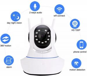 Draadloze HD IP Camera | WiFi Smart Bewakings Camera met Nachtvisie | Baby Monitor | 360 Graden Draaibaar | Te bedienen via Smartphone en/of Tablet