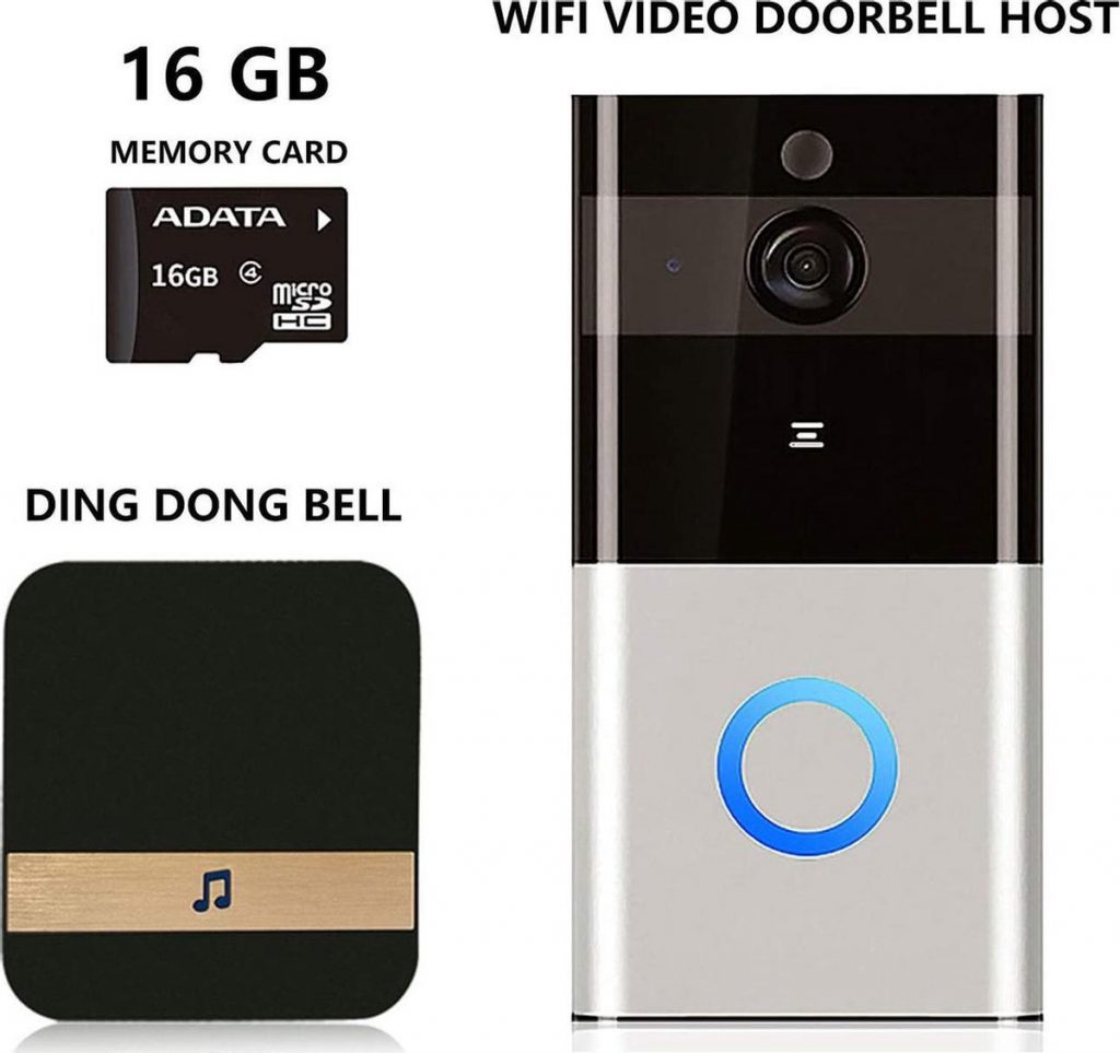 Toucan Deurbel met camera 1080p HD met belspel, hoekweergave 180°, PIR personenherkenning, 2-weg audio, IP56 waterdicht, Ireless video deurbel nachtzicht, WiFi 2,4 Ghz, gratis