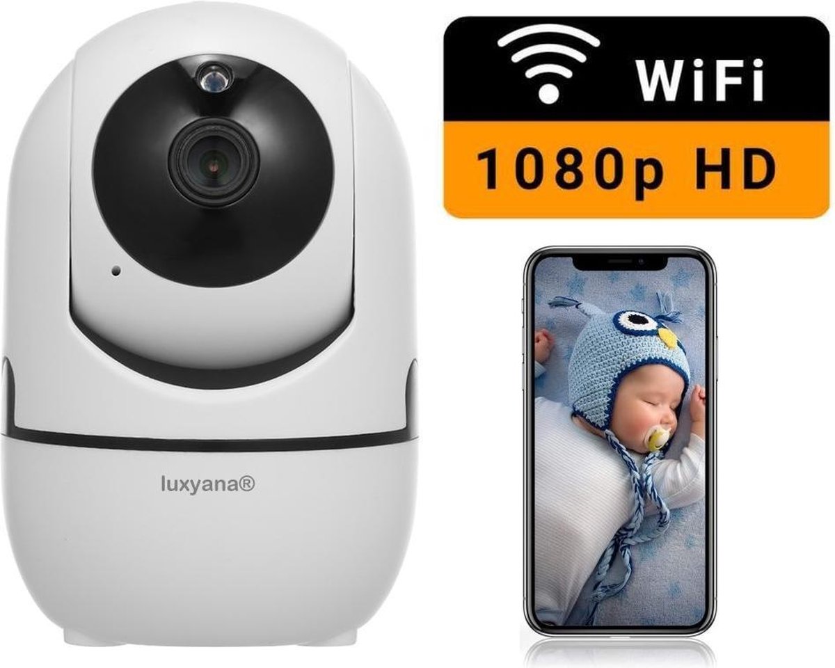 Luxyana® Babyfoon met Camera - Babyphone Pro Series 1080p - Wifi - HD Kwaliteit - Bewegingsdetectie - Wit